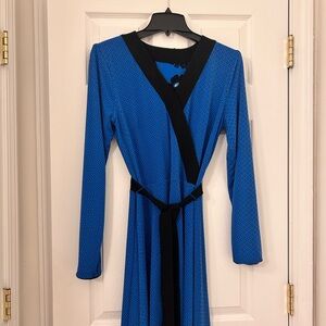 White House Black Market Blue and Black Long Sleeve Dress. Two dresses in one